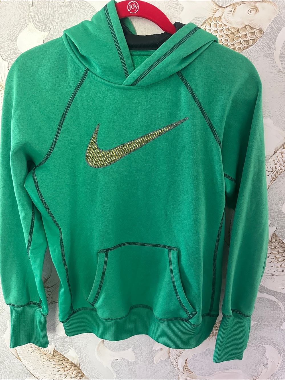 Nike Youth Green Hoodie with Gold Swoosh